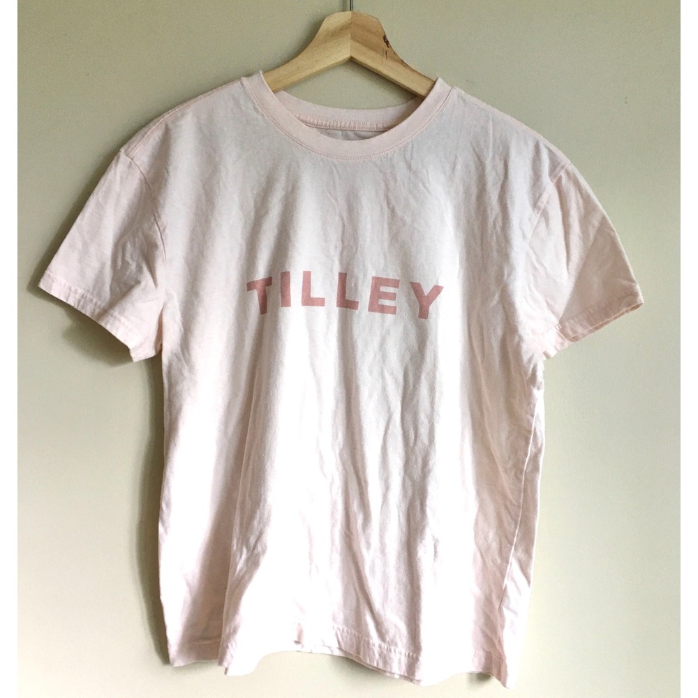 Tilley Womens Organic Cotton Graphic Logo T Shirt Pale Pink Short Sleeve Large